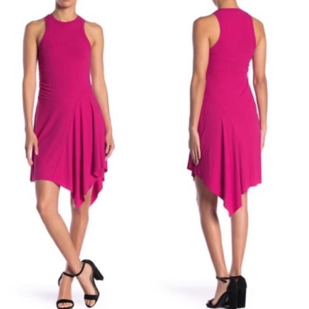 A.L.C Dress Womens Sz Large Bea Sleeveless Ripped Asymmetrical Pink Barbiecore